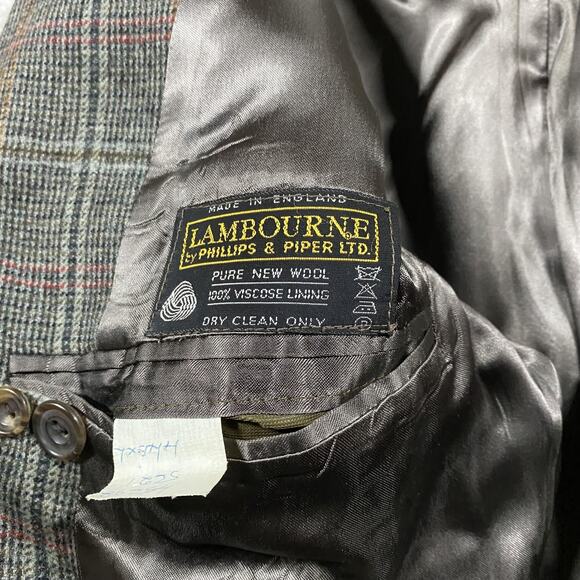 Lambourne Wool Sport Coat Mens 42R Brown Gray Plaid Tweed Blazer Made England - Picture 4 of 8